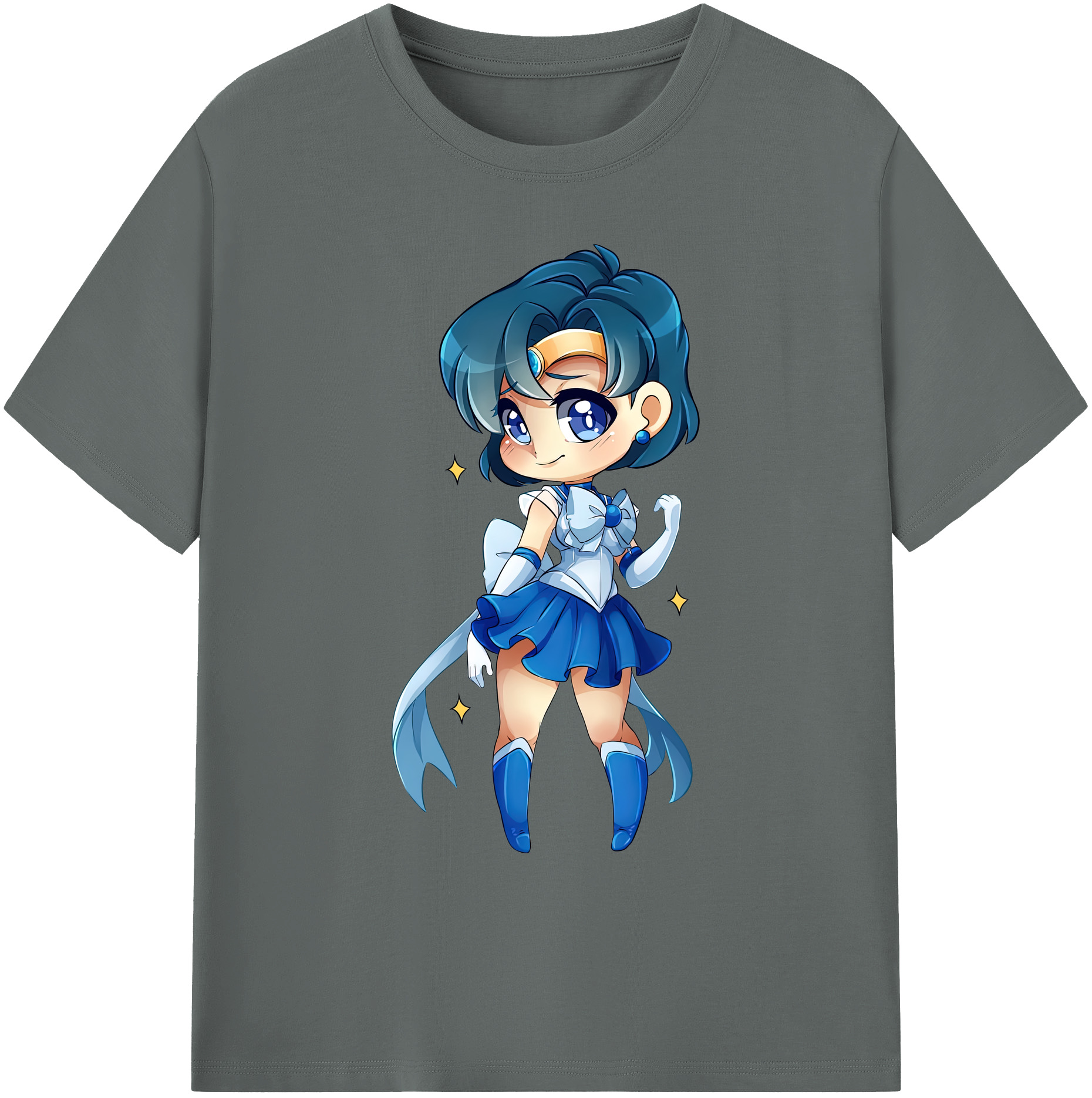 （画像用） 美少女戦士セーラームーン 水野 亜美 みずの あみ Sailor Moon Mizuno Ami 綿100％ メンズ半袖Tシャツ｜肌触りやわらか＆通気性